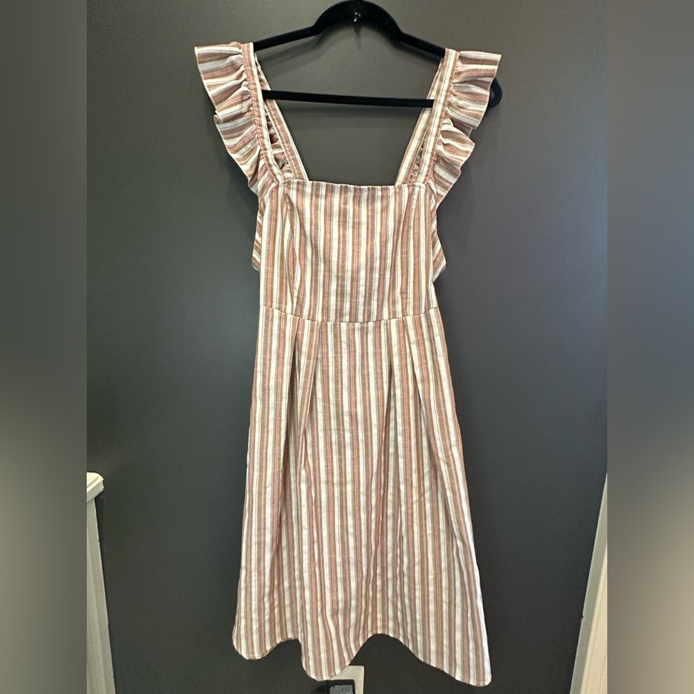 🛍️ 3FOR20 | SHEIN Striped Ruffle Sleeve Sundress with Open Back Detail‎ | Large